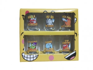 Set 6 pahare tip shot-uri din sticla pentru petreceri