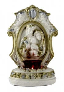 Candela ceramica alba Sfanta Familie Ortodoxa