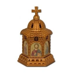 Troita cupru cu iconite si mir
