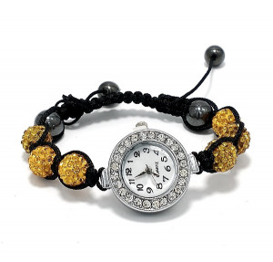 Ceas Bratara Shamballa cu Cristale portocalii