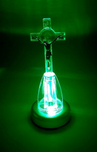 Cruce Ortodoxa din plastic cu led multicolor verde