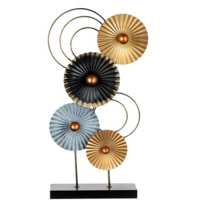 Decoratiune Metalica cu Cercuri Negre Albe Aurii