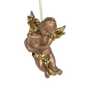 Ingeras Auriu Mat cu Glitter & Aripi