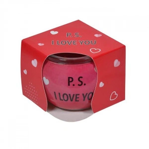 Candela parfumata rosie Imprimeu P.S. I LOVE YOU