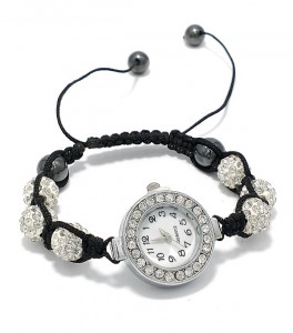 Ceasul tip Bratara Shamballa cu cristale albe
