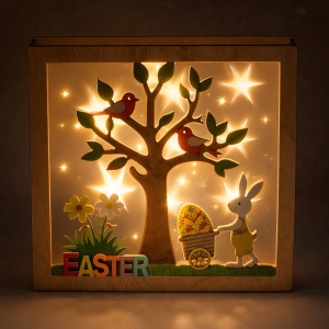 Decoratiune Paste din Lemn cu LED