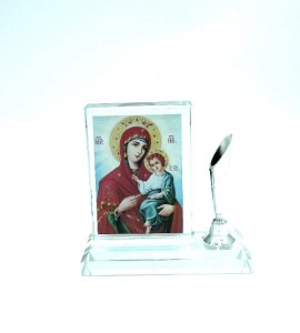 Icoana din sticla pentru birou cu suport pentru pix - Img 2