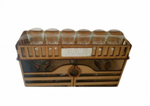 Minibar cu o sticla 2 + 6 pahare 2