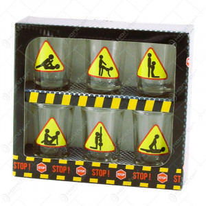 Set 6 pahare shot din sticla Kamasutra 35 ml Hardcore