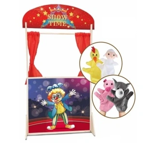 Teatru Papusi din Lemn cu 4 Figurine