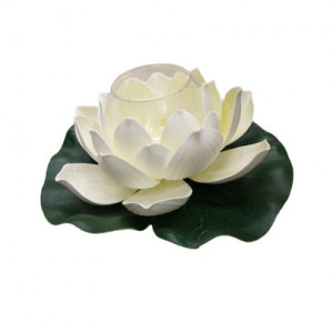 Candela floare nufar alb cu pahar