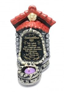 Candela troita din  ceramica cu mesaj  binecuvantarea casei