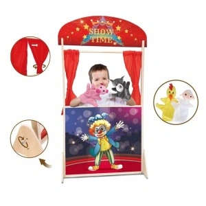 Teatru Papusi din Lemn cu 4 Figurine 1