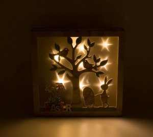 Copac cu Iepuras 3 LED decoratiune  Paste