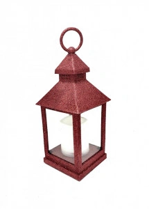 Felinar pentru Craciun culoare rosie cu LED