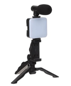 Set Vlogging cu Trepied, Lampă LED 49 LED, Microfon și Suport Telefon – Kit Complet pentru TikTok, YouTube și Live Streaming
