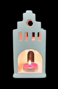 Candela ceramica alba biserica cu lumanare