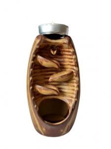 Candela ceramica maronie in forma de vaza