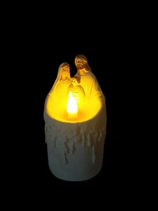 Candela alba cu led Sfanta Familie  