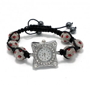Ceas Bratara Shamballa cu Cristale rosii