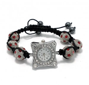 Ceas Bratara Shamballa cu Cristale rosii