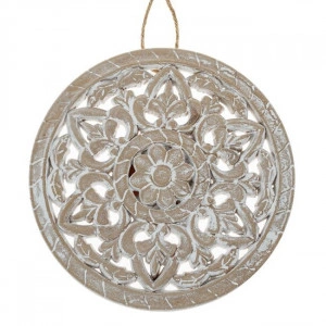 Decoratiune de Perete din Lemn Sculptat Model Floare