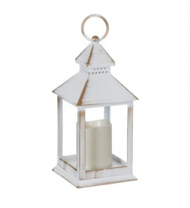 Felinar Decorativ Alb Brushed cu Lumanare led