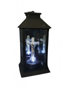Felinar solar negru cu cruce LED