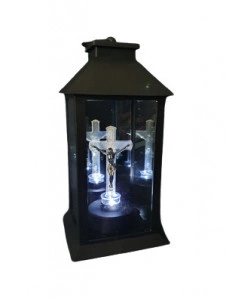 Felinar solar negru cu cruce LED