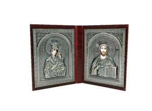 Icoane Diptic metalice pe lemn pentru birou 24x14,5 cm