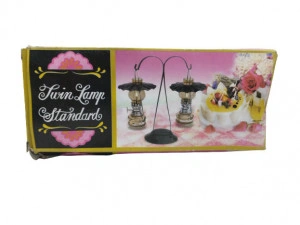 Candela lampa din sticla cu suport metalic