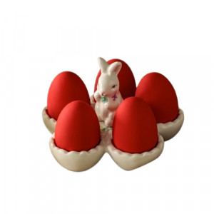 Suport Ceramic cu Iepuras pentru 5 Oua Paste 