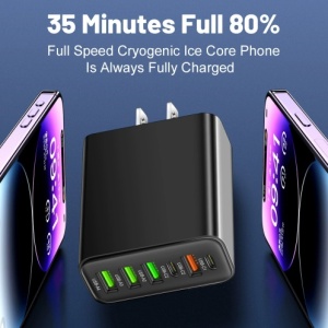 "Dual USB-C PD and quad USB-A ports travel charging hub"