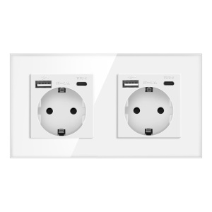 White wall socket 16A 2500 W EU standard, modern design