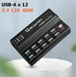 Side view of charging hub with UK plug variant