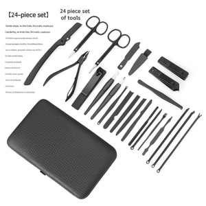 24-Piece Professional Manicure & Pedicure Set – Black & Red Edition