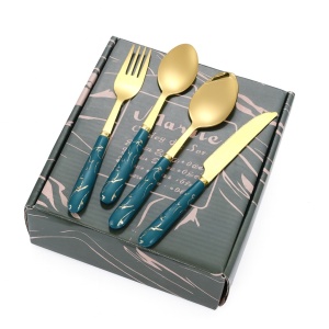 24-Piece Stainless Steel Cutlery Set with Marble Handles