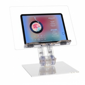 Acrylic Desk Book Stand – Height-Adjustable Clear Laptop Riser (10-15.6″)