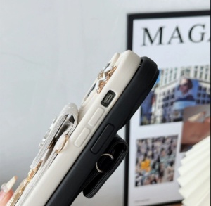 Durable protective iPhone case with mirror and rhinestones