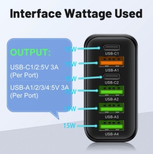 "Multi-device travel charger with intelligent power distribution"