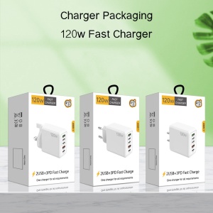 "Portable 5-port charger head with PD and USB-A compatibility"