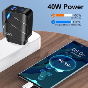Fast charging wall adapter with smart IC protection and LED