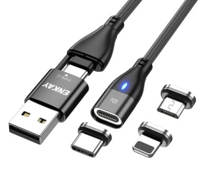 60W 6-in-1 Magnetic Charging Cable – USB-A and USB-C Multi-Tip