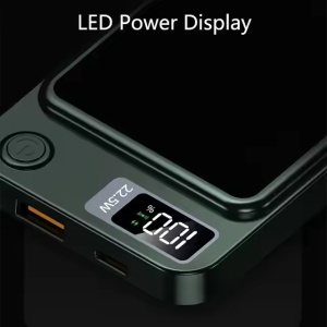 Close-up of LED digital screen on SKYSEIDO magnetic mini power bank