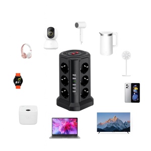 Tower Power Strip – 12 Outlets, 5 USB Ports, Surge Protection