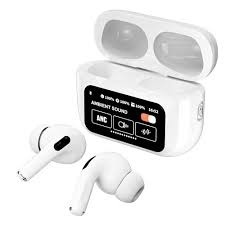 A9 Pro earbuds showing ANC noise cancelation and HD mic