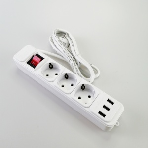 Power strip with 5 EU sockets and 3 USB ports, ivory white