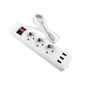Power Strip with 5 AC Outlets & 3 USB Ports – EU Plug