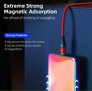 Braided nylon magnetic cable with LED indicator at night