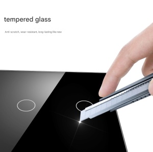 2-gang smart touch switch with LED backlight, tempered glass front
